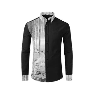 Icicles Black and White Men's All Over Print Casual Dress Shirt (Model T61)