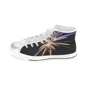 Fireworks Star Yellow Women's Classic High Top Canvas Shoes (Model 017)