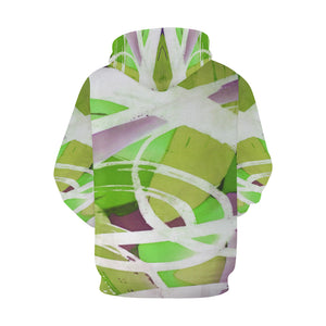 Abstract Circles Green All Over Print Hoodie for Women (USA Size) (Model H13)