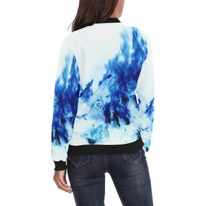 Feathery Flames Negative All Over Print Bomber Jacket for Women (Model H36)