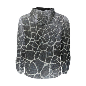 Crackle Negative All Over Print Quilted Windbreaker for Men (Model H35)