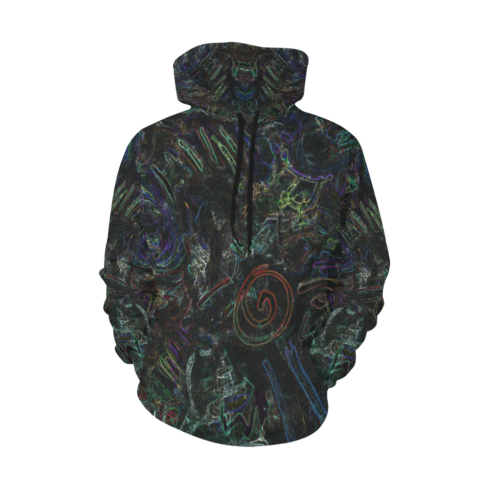 Graffiti Abstract Glowing All Over Print Hoodie for Women (USA Size) (Model H13)