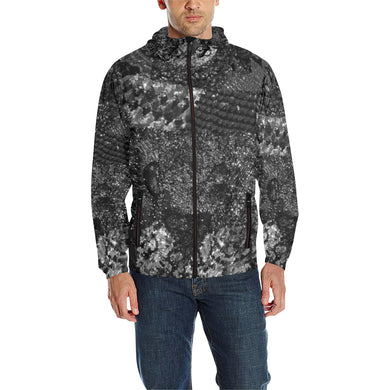 Dark Paisley Black and White All Over Print Quilted Windbreaker for Men (Model H35)