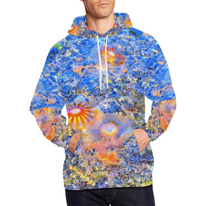 Jellyfish Blooms Orange All Over Print Hoodie for Men/Large Size (USA Size) (Model H13)