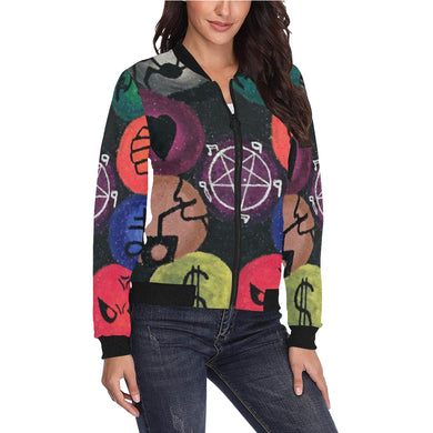 Dante's Inferno All Over Print Bomber Jacket for Women (Model H36)
