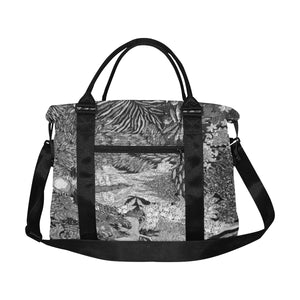 Pleasantly Paisley Black and White Large Capacity Duffle Bag (Model 1715)