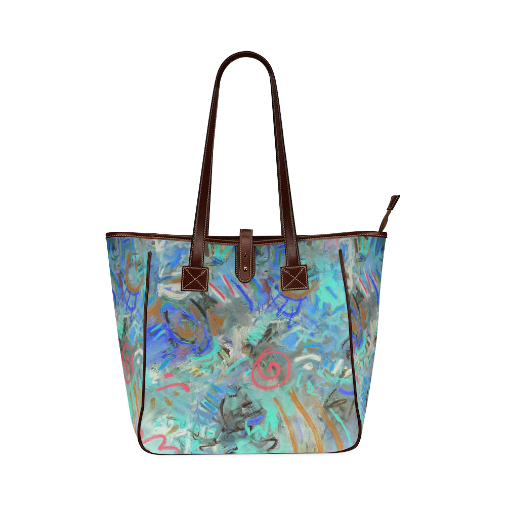 Graffiti Abstract Aqua Classic Tote Bag (Model 1644)