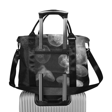 Jellyfish Black and White Large Capacity Duffle Bag (Model 1715)