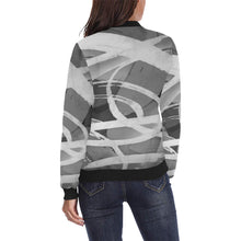 Load image into Gallery viewer, Abstract Circles Black and White All Over Print Bomber Jacket for Women (Model H36)