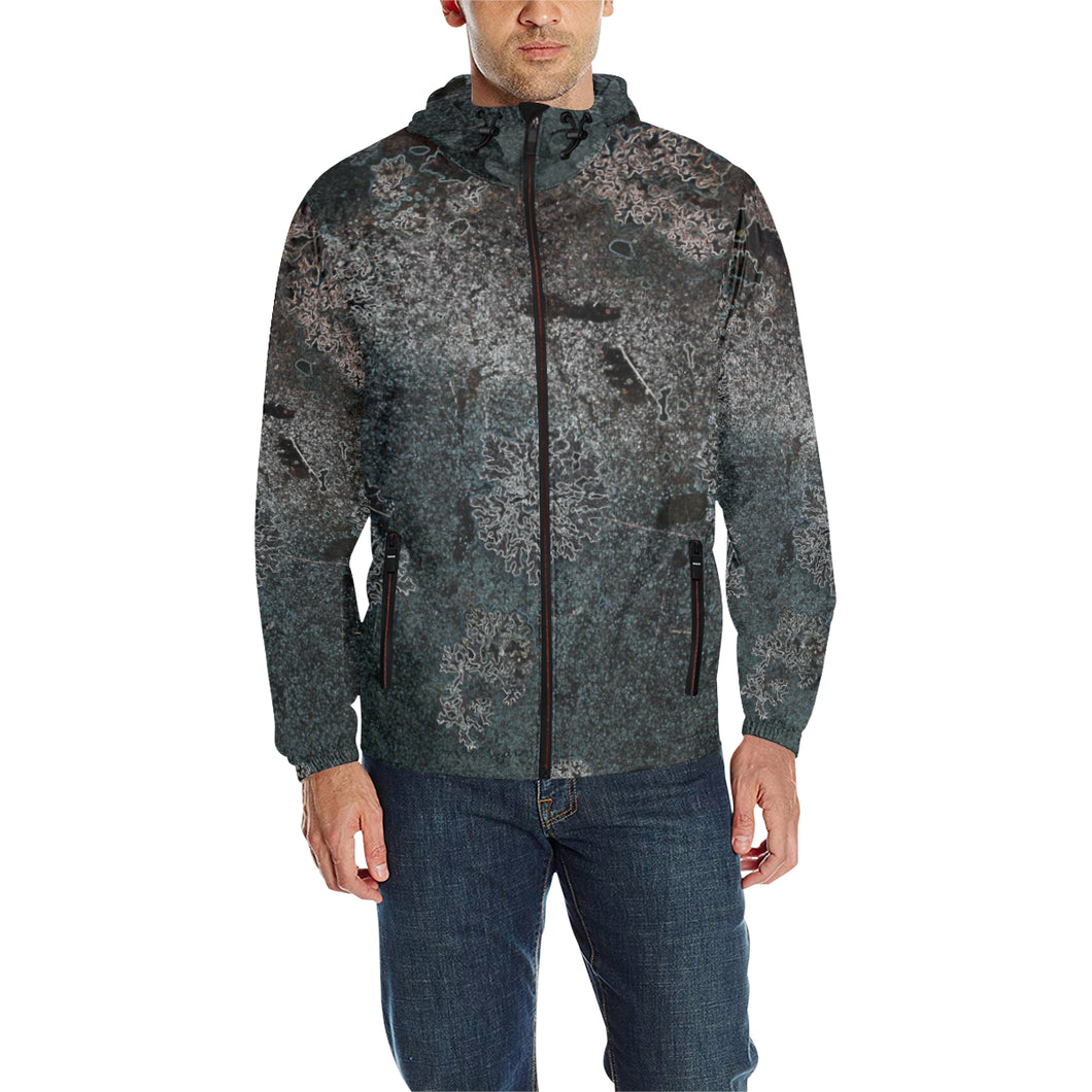 Patches of Moss Glowing All Over Print Quilted Windbreaker for Men (Model H35)