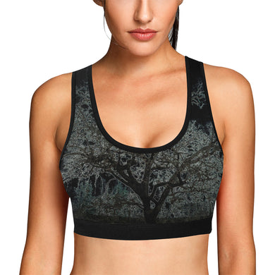 Spooky Tree Glowing Women's All Over Print Sports Bra (Model T52)