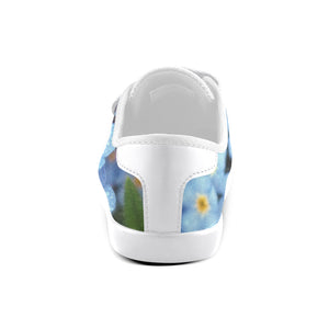 Forget Me Not Flower White Trim Velcro Canvas Kid's Shoes (Model 008)