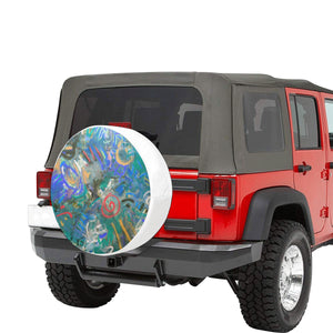 Graffiti Abstract Blue 32 Inch Spare Tire Cover