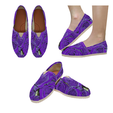Rose Bouquet Flower Purple Unisex Classic Canvas Slip-On (Model 1206)