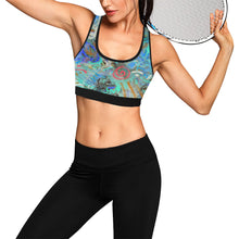 Load image into Gallery viewer, Graffiti Abstract Aqua Women&#39;s All Over Print Sports Bra (Model T52)