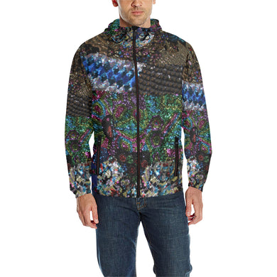 Dark Paisley All Over Print Quilted Windbreaker for Men (Model H35)