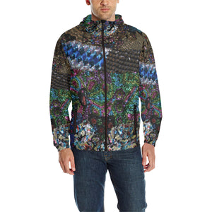 Dark Paisley All Over Print Quilted Windbreaker for Men (Model H35)