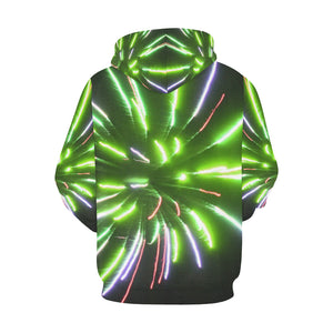 Fireworks Burst Green All Over Print Hoodie for Women (USA Size) (Model H13)