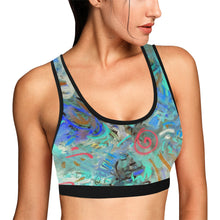 Load image into Gallery viewer, Graffiti Abstract Aqua Women&#39;s All Over Print Sports Bra (Model T52)