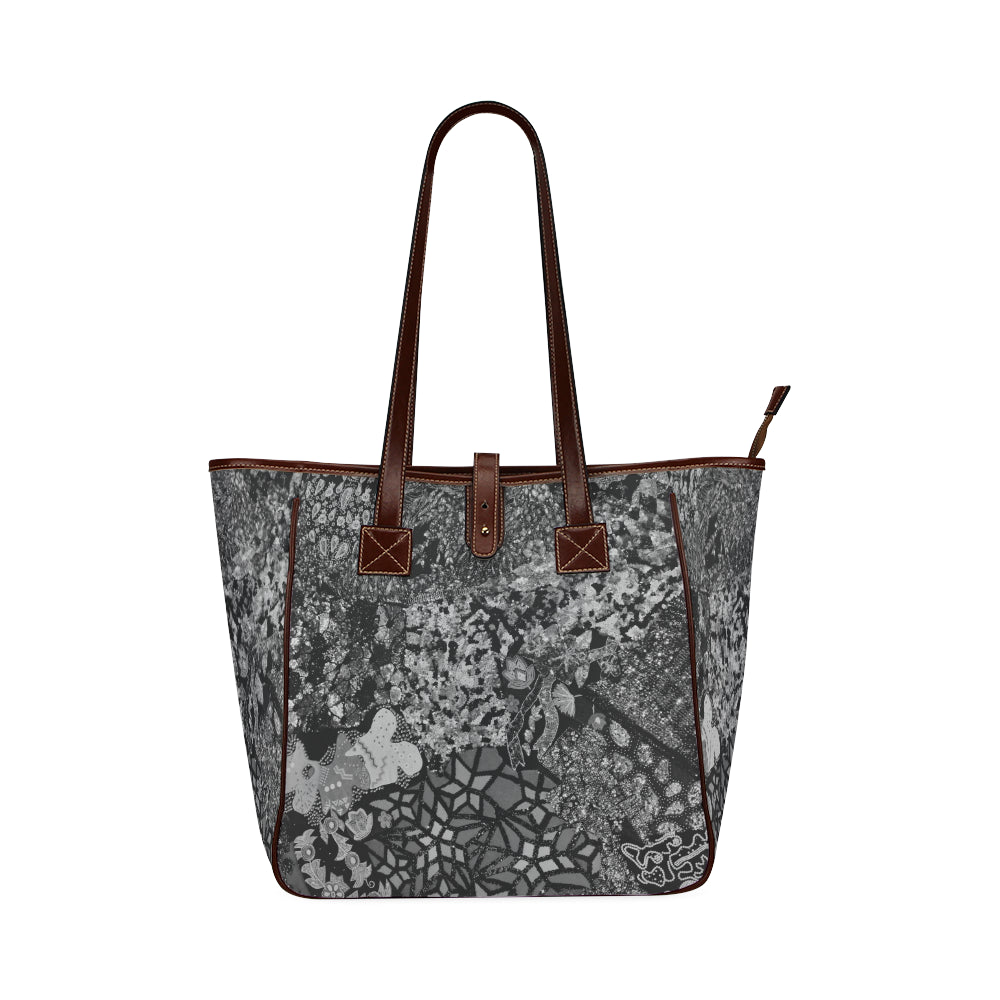 Holiday Paisley Black and White Classic Tote Bag (Model 1644)