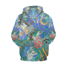 Load image into Gallery viewer, Graffiti Abstract Blue All Over Print Hoodie for Women (USA Size) (Model H13)