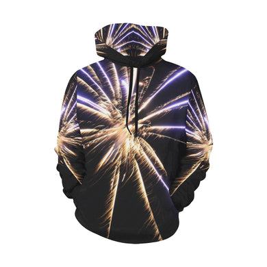 Fireworks Star Yellow All Over Print Hoodie for Women (USA Size) (Model H13)