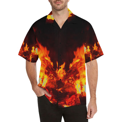 Feathery Flames Red Hawaiian Shirt (Model T58)
