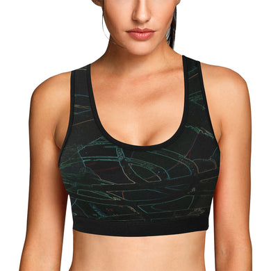 Abstract Circles Glowing Women's All Over Print Sports Bra (Model T52)
