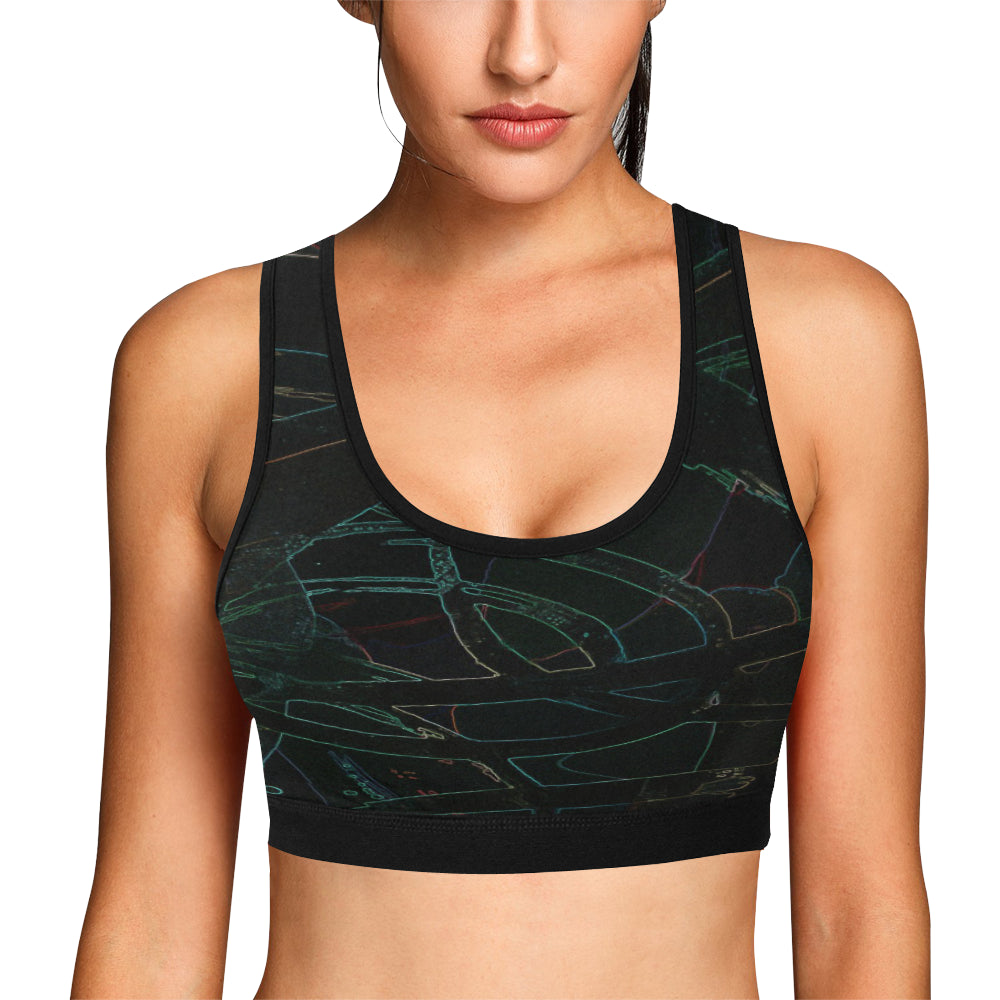Abstract Circles Glowing Women's All Over Print Sports Bra (Model T52)