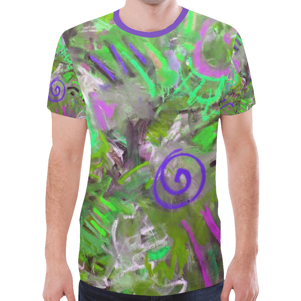 Graffiti Abstract Green New All Over Print T-shirt for Men (Model T45)