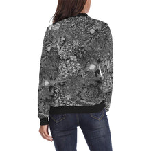 Load image into Gallery viewer, Fun and Fancy Paisley Black and White All Over Print Bomber Jacket for Women (Model H36)