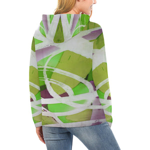 Abstract Circles Green All Over Print Hoodie for Women (USA Size) (Model H13)