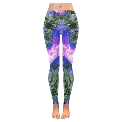 Molten Flames Purple Low Rise Leggings (Invisible Stitch) (Model L05)