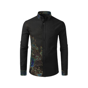 Feathery Flames Glowing Panel Men's All Over Print Casual Dress Shirt (Model T61)