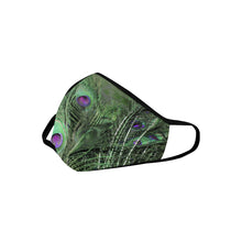 Load image into Gallery viewer, Peacock Feathers Green Mouth Mask in One Piece (2 Filters Included) (Model M02)