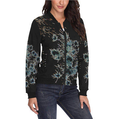 Fireworks Flower Glowing All Over Print Bomber Jacket for Women (Model H36)