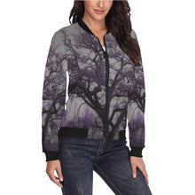 Load image into Gallery viewer, Spooky Tree Purple All Over Print Bomber Jacket for Women (Model H36)