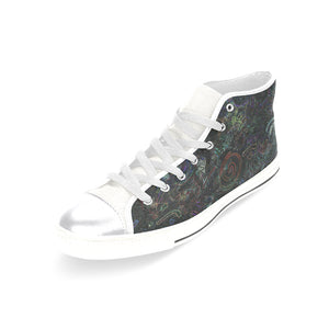 Graffiti Abstract Glowing Women's Classic High Top Canvas Shoes (Model 017)