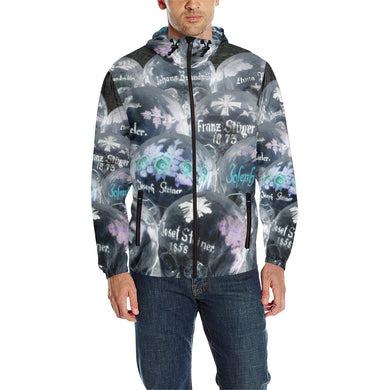 Painted Skulls Negative All Over Print Quilted Windbreaker for Men (Model H35)