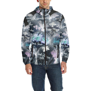 Painted Skulls Negative All Over Print Quilted Windbreaker for Men (Model H35)
