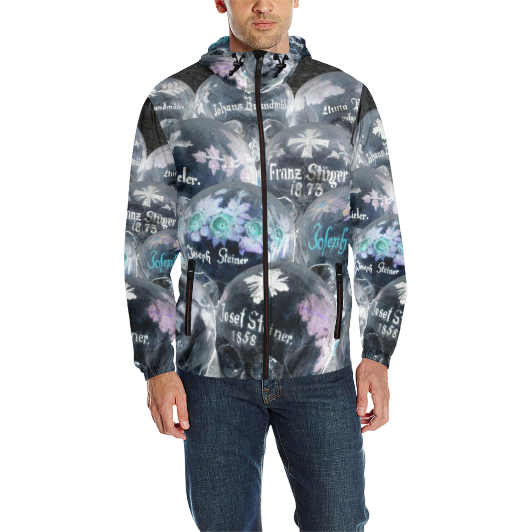 Painted Skulls Negative All Over Print Quilted Windbreaker for Men (Model H35)