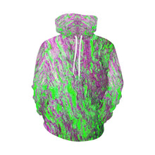 Load image into Gallery viewer, Marbled Abstract Green and Purple All Over Print Hoodie for Women (USA Size) (Model H13)