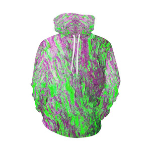 Marbled Abstract Green and Purple All Over Print Hoodie for Women (USA Size) (Model H13)