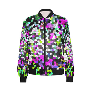 Holiday Paisley Purple Mosaic All Over Print Bomber Jacket for Women (Model H36)