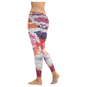 Abstract Circles Mosaic Low Rise Leggings (Invisible Stitch) (Model L05)