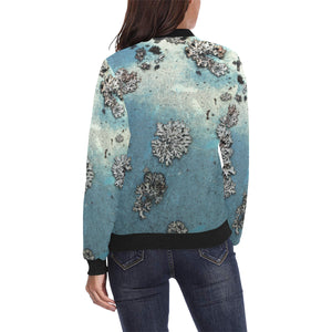 Patches of Moss All Over Print Bomber Jacket for Women (Model H36)