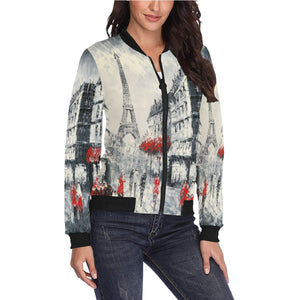 Paris Eiffel Tower All Over Print Bomber Jacket for Women (Model H36)