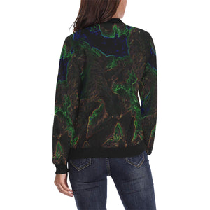 Sea of Flames Glowing All Over Print Bomber Jacket for Women (Model H36)
