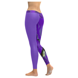 Rose Bouquet Flower Purple Low Rise Leggings (Invisible Stitch) (Model L05)