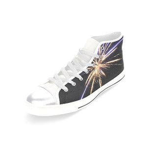 Fireworks Star Yellow Women's Classic High Top Canvas Shoes (Model 017)